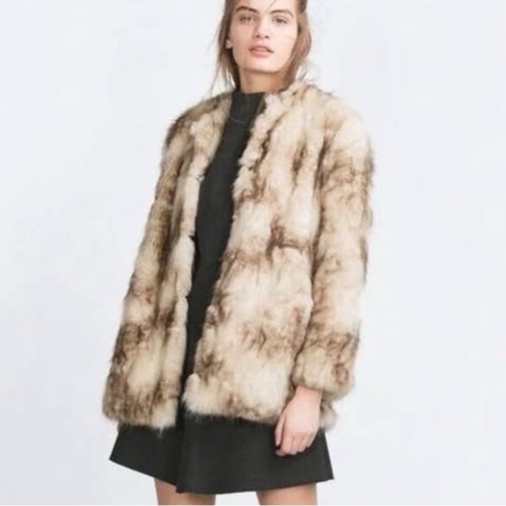 Women's Faux Fur Coat - Brown ZARA